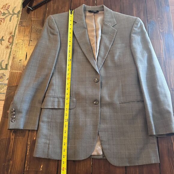 Jos A. Bank Brown Plaid Men's 38R Silk Wool Double Button Sports Coat - Picture 5 of 7